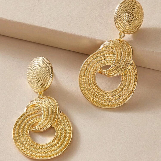 18K Plated Big Circle Dangle Earrings for Women