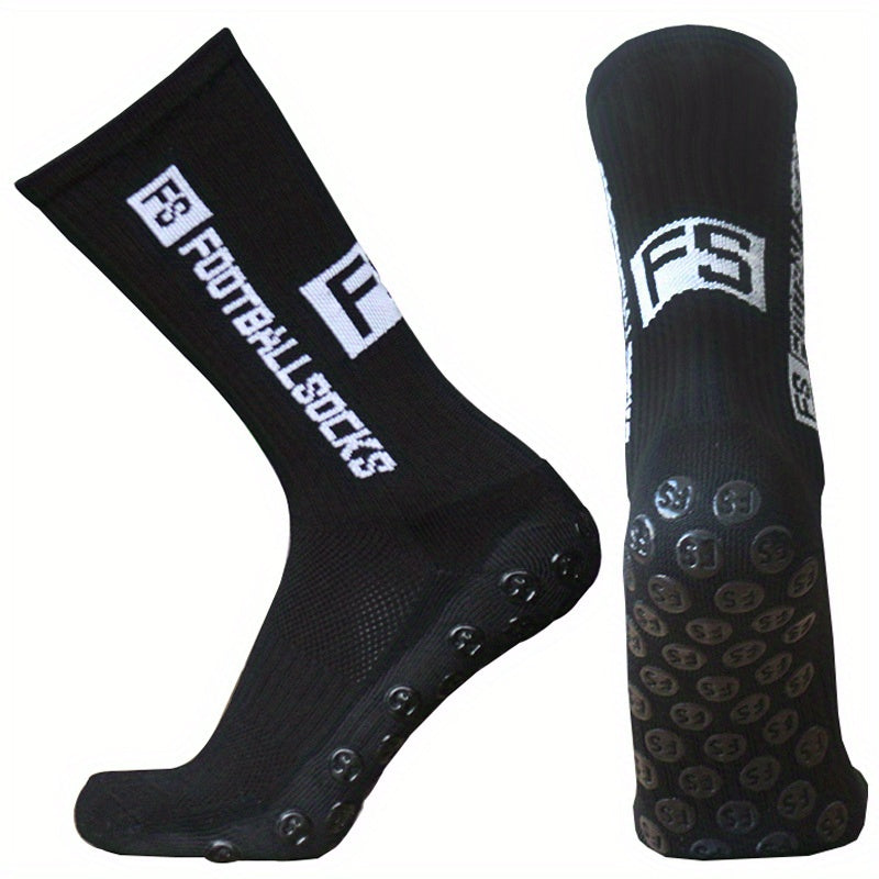 Breathable Anti-Slip Mid Calf Socks Outdoor Sports Football Letter Pattern