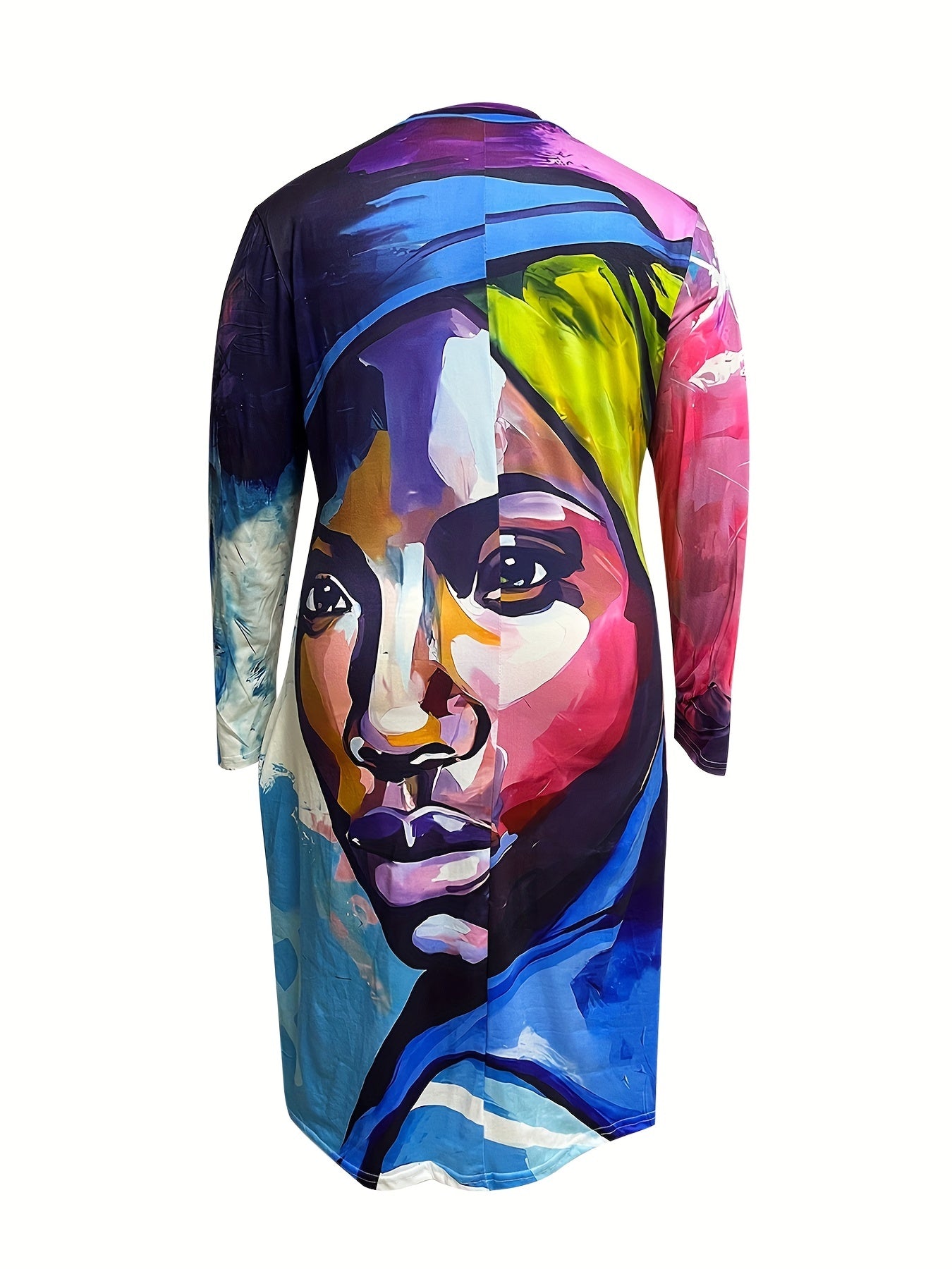  Figure Print V Neck Tee Dress