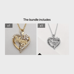 Heart & Flower Necklace Inlaid MOM Letter Pattern Neck Chain