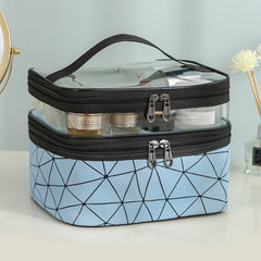 Waterproof Clear PVC Double Layer Makeup Bag Organizer Portable Travel Cosmetic