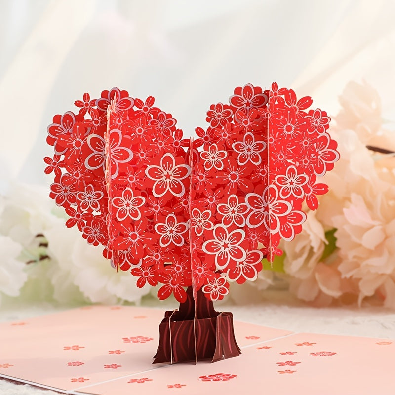 Floral Love Heart 3D Pop Up Greeting Card For Mother's Birthday Anniversary