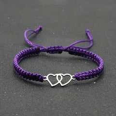 Adjustable Rope Bracelet Stainless Steel Love Heart Bracelet