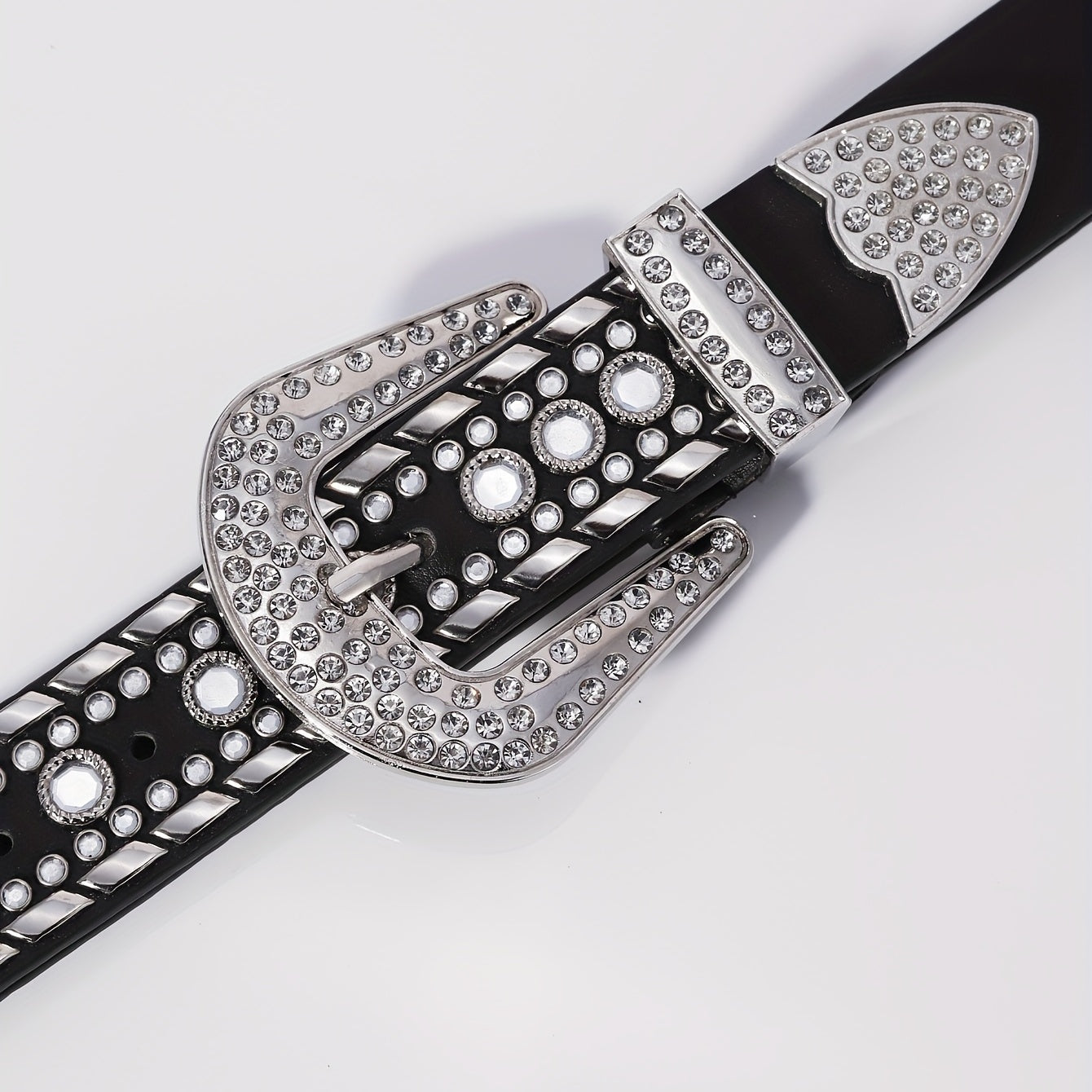 Glamorous Rhinestone Inlaid Wide Leather Belt for Men