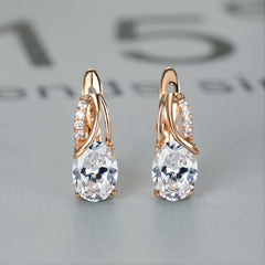 Vintage Oval Cut Marble Zircon Earrings - Bridesmaid Gift