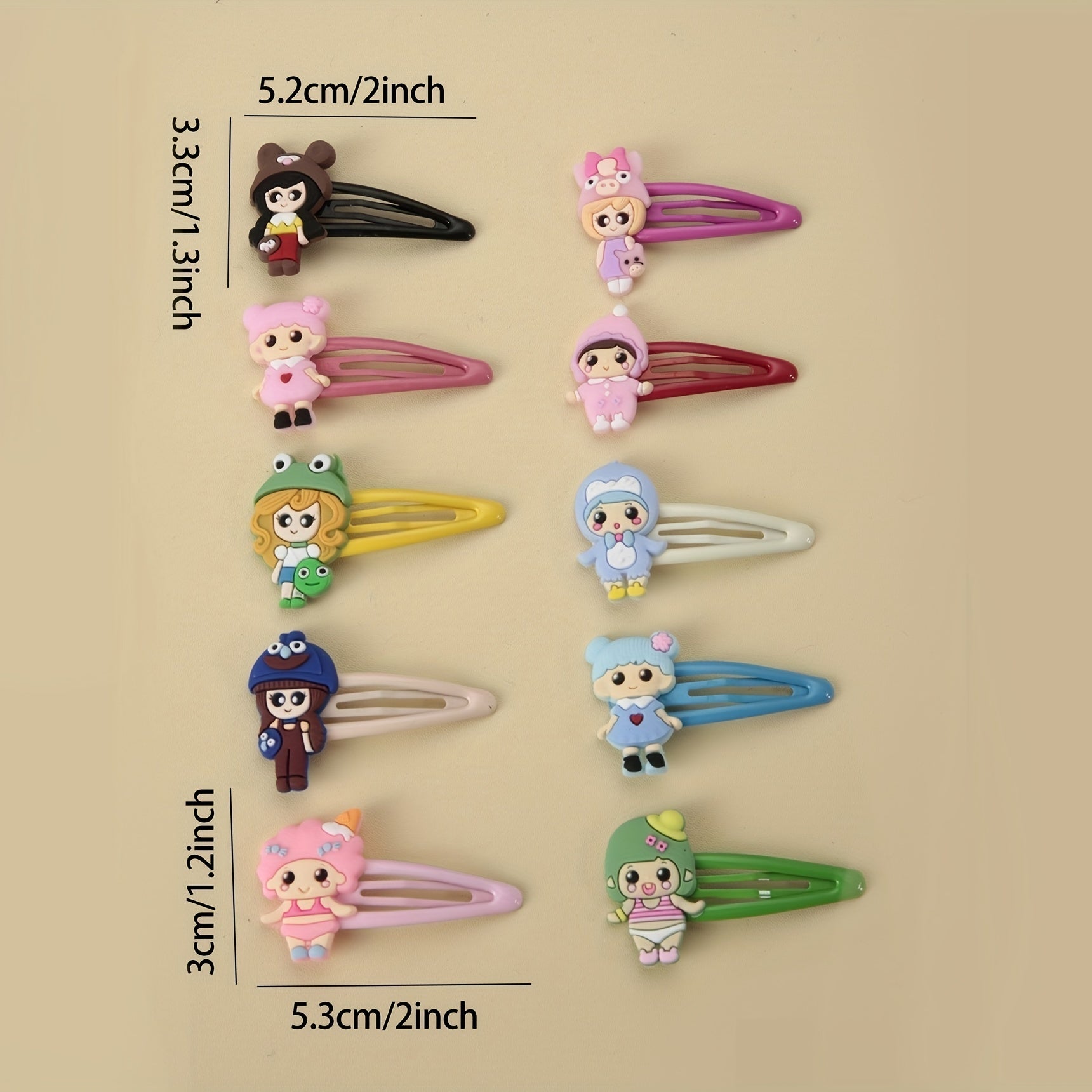 10pcs Colorful PVC Hair Clips for Girls Women