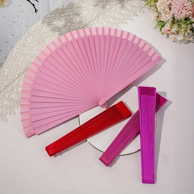 Solid Folding Fan DIY Vintage Blank Fan Props