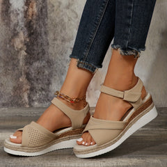 Women's Cross Strap Wedge Sandals Open Toe Platform Shoes