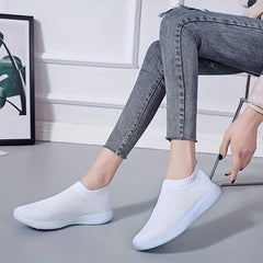 Women's Solid Slip-On Tennis Shoes Casual Low Top Sneakers