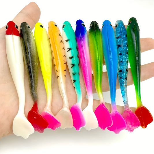 4pcs 3.1in T Tail Fishing Lures Soft Bionic Wobbler Floating Bait 0.16oz 4.5g