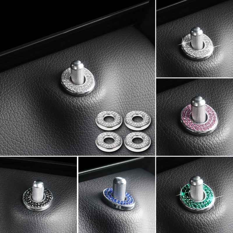 4pcs Car Door Bolts Glitter Diamond Decoration Trims for C Class GLC260