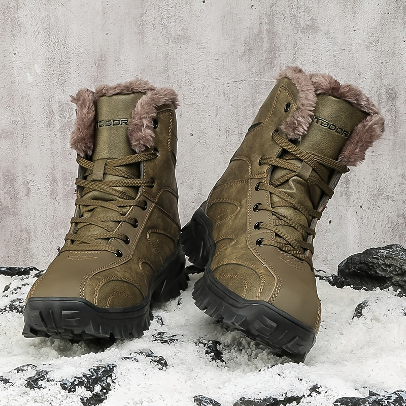 Men's Outdoor Snow Boots Leather Warm Winter Hiking Boots