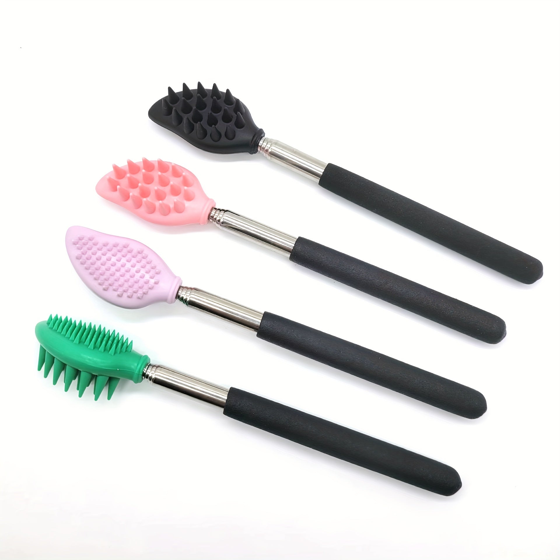 Telescoping Back Scratcher Massager Kit Silicone Scratching Surface