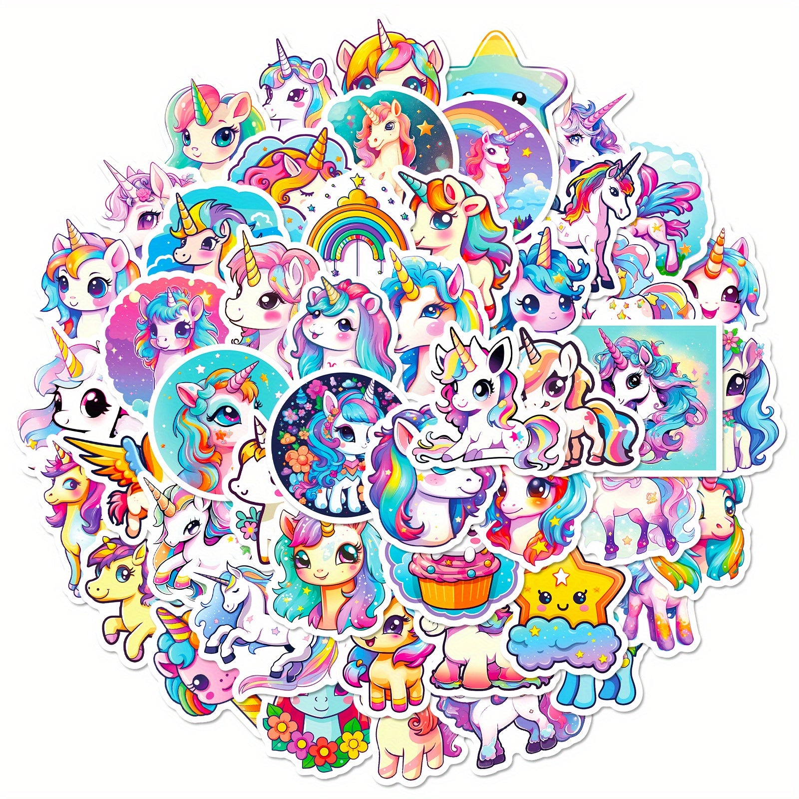 50pcs Unicorn Stickers Waterproof Vinyl Stickers For Water Bottles Pack