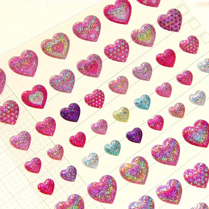 Colorful Heart Shaped Crystal Epoxy Stickers DIY Decorative Adhesive Decals