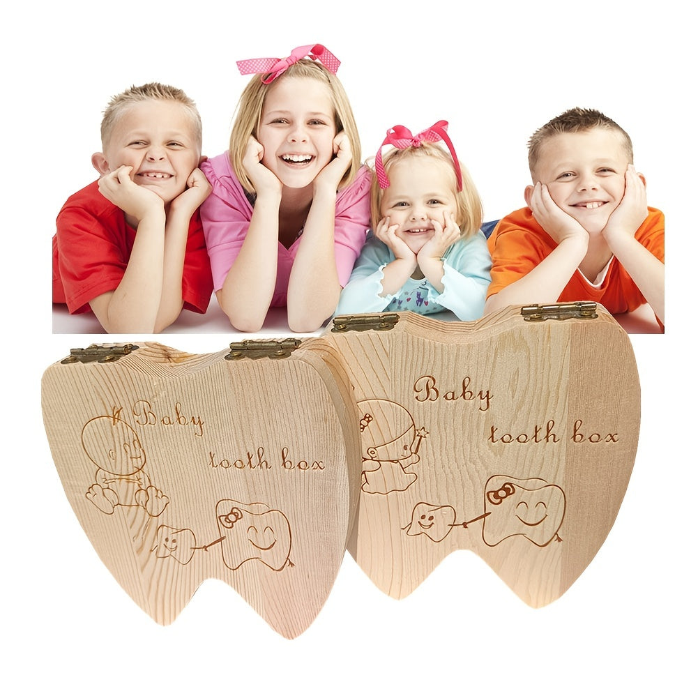 Wooden Baby Tooth Box Keepsake Organizer