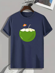Coconut Juice Print Men's Graphic T-shirt for Summer