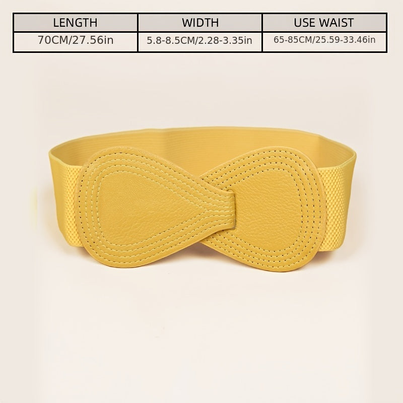 Yellow Elastic Waist Belt for Women's Dresses Decorative Girdle