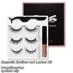 Magnetic Eyeliner And Lashes Kit 3 Pairs Natural Look False Eyelashes Set