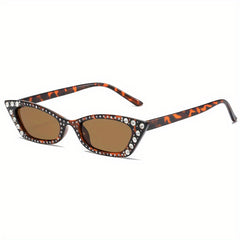 Y2K Rhinestone Cat Eye Sunglasses UV400 Sun Shades Vacation