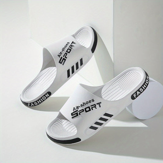 Men's Letter Print Platform Slides Unisex Slippers