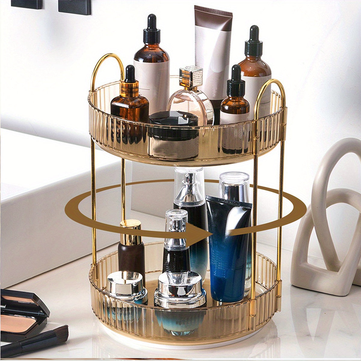 High Capacity 360 Rotating Makeup Organizer for Skincare and Cosmetics