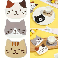Cartoon Cat Coaster Non Slip Cup Mat Home Decor Kitchen Gadgets
