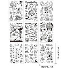 9 Mixed Theme Silicone Clear Stamps Christmas Skiing Halloween Animal Seal