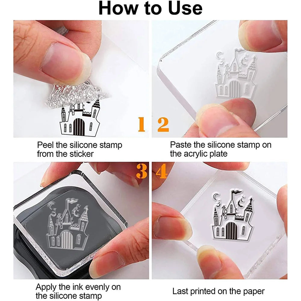 9 Mixed Theme Silicone Clear Stamps Christmas Skiing Halloween Animal Seal