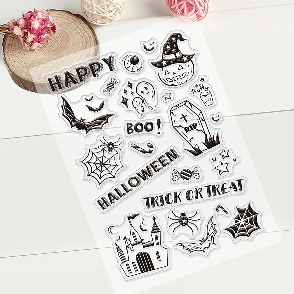 9 Mixed Theme Silicone Clear Stamps Christmas Skiing Halloween Animal Seal