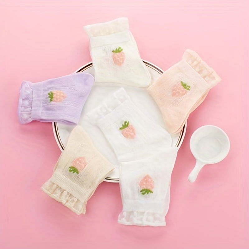 5 Pairs Girls Floral Ankle Socks for Kids Toddlers