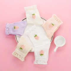 5 Pairs Girls Floral Ankle Socks for Kids Toddlers