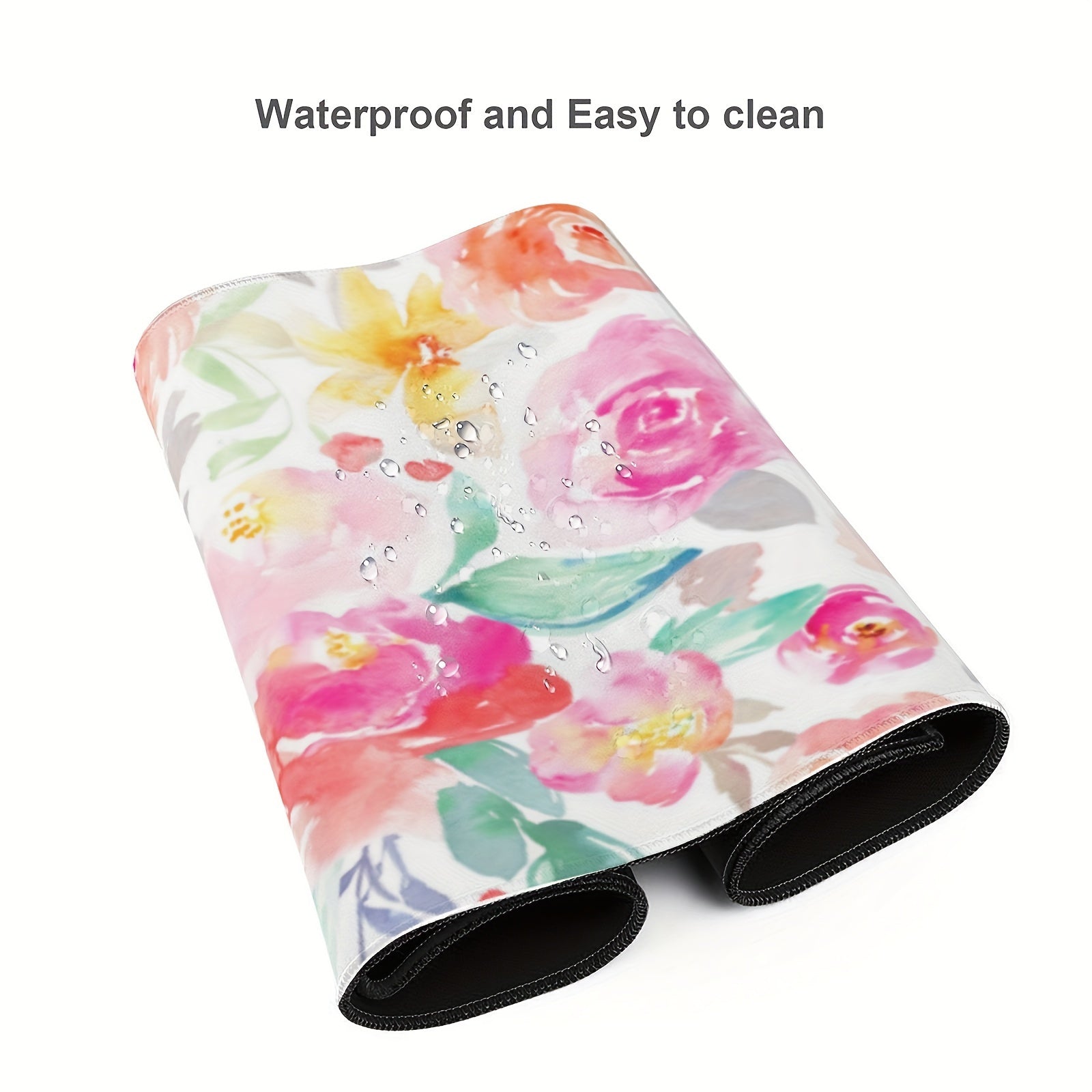 Floral Desk Mat Pink Mouse Pad Non Slip Large Desk Mat