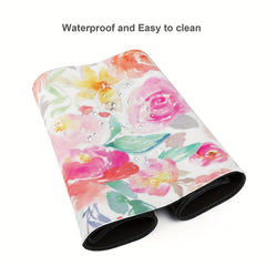 Floral Desk Mat Pink Mouse Pad Non Slip Large Desk Mat