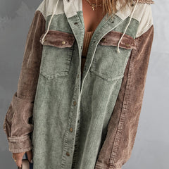 Block Hooded Jacket Casual Women's Outerwear