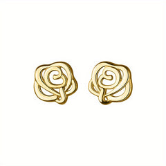 Hollow Rose Flower Stud Earrings 14K Plated Daily Wear Accessories