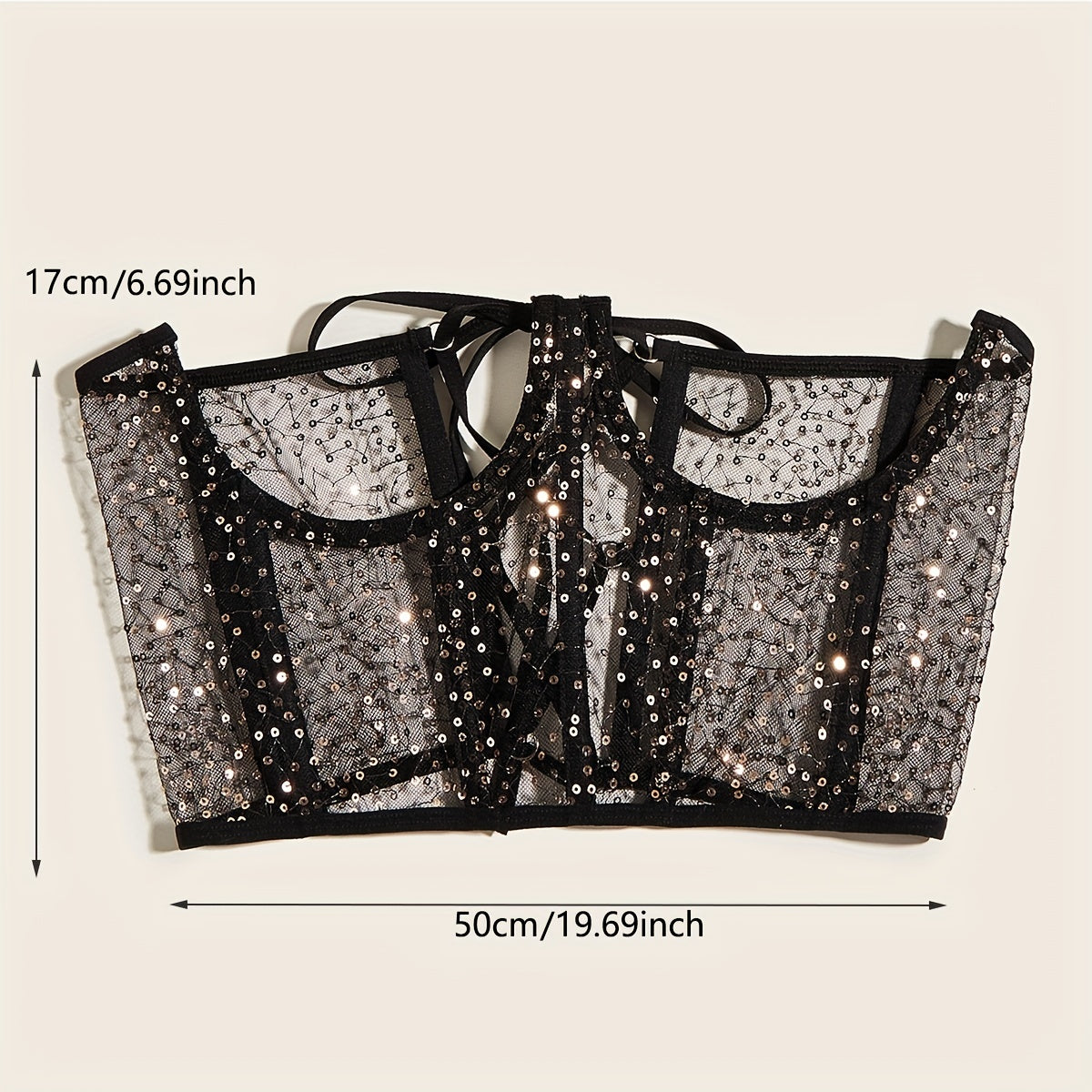 Y2K Transparent Sequin Corset Belt Lace Up Waistband