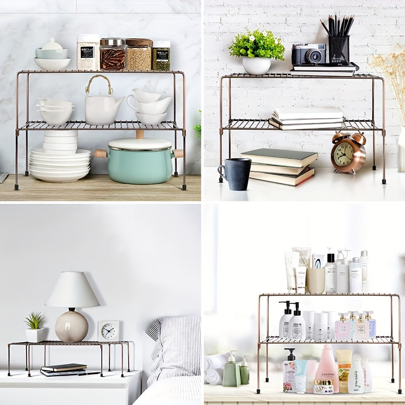 2pcs Kitchen Countertop Iron Rack Seasoning Shelf