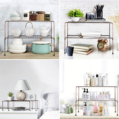 2pcs Kitchen Countertop Iron Rack Seasoning Shelf