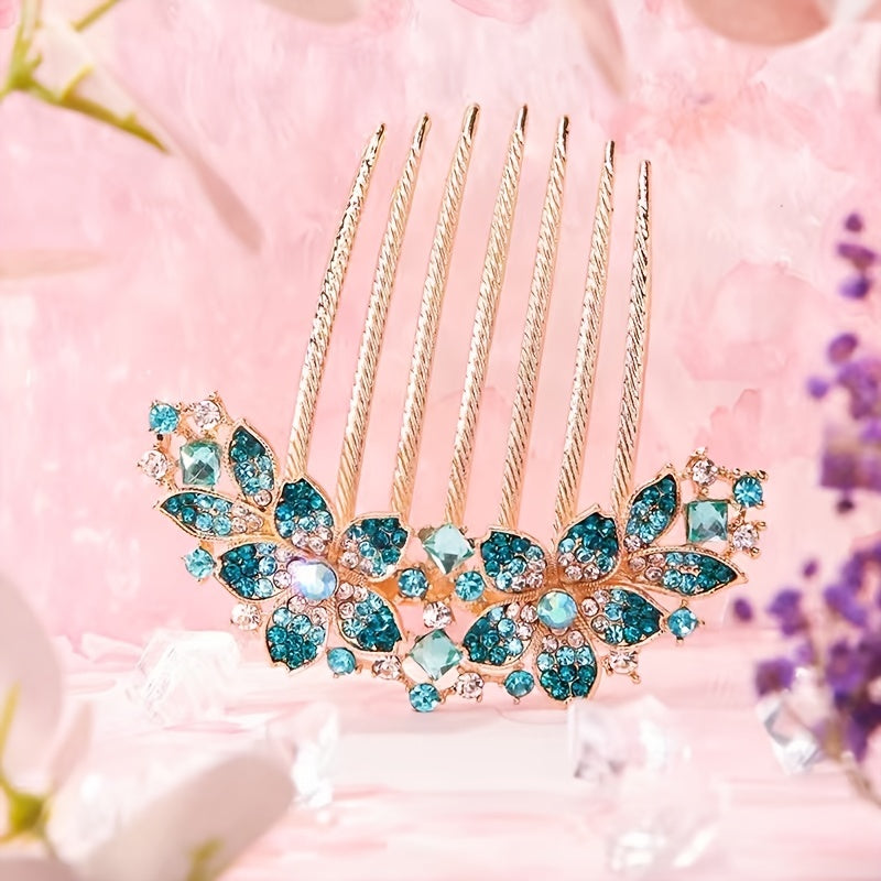 Rhinestone Hair Combs for Women - Decorative Flower Hair Pins