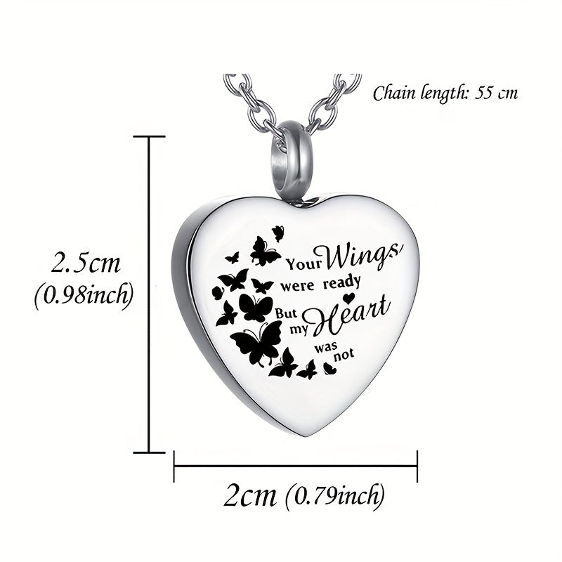 Heart Pendant Cremation Jewelry for Pet Ashes Stainless Steel Urn Necklace