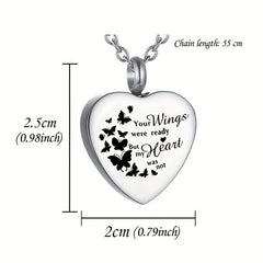 Heart Pendant Cremation Jewelry for Pet Ashes Stainless Steel Urn Necklace