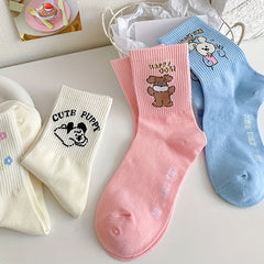 5 Pairs Letter Print Socks Women's Stockings & Hosiery