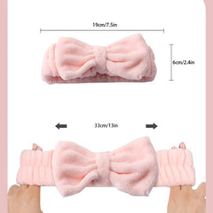 Coral Fleece Bowtie Headband Makeup Spa Yoga Shower Hair Band