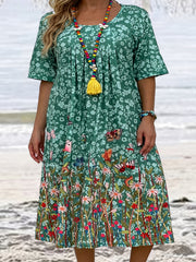  Floral & Butterfly Print Tee Dress With Pockets