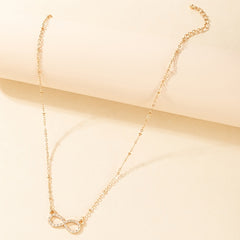 Infinity Shape Pendant Chain Necklace Rhinestones Alloy Neck Chain