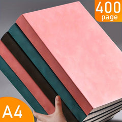 480 Page A4 Notebook, Soft Leather, Thick Horizontal Lines