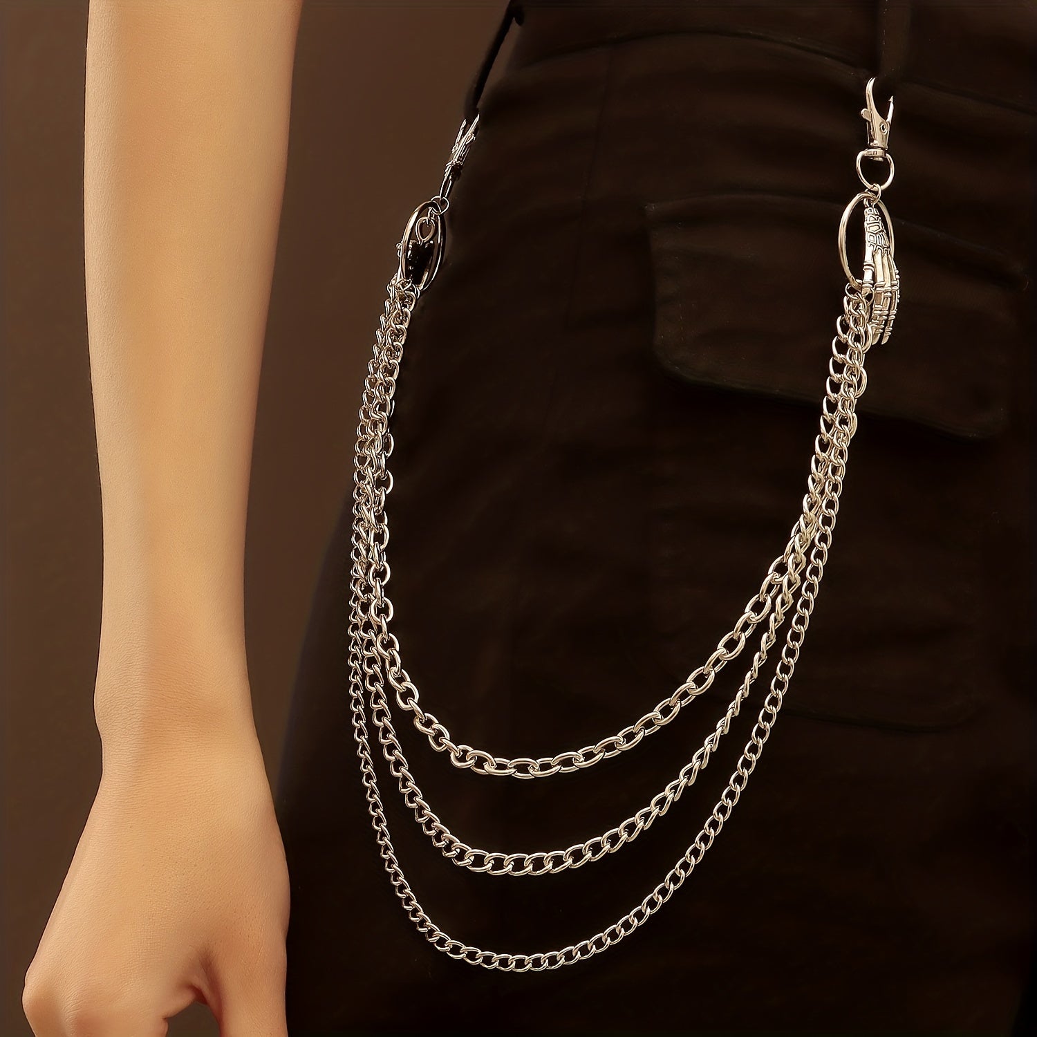 Skull Hand Heart Lock Decorative Pant Chain Waist Chains Hip Hop Rock Punk