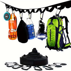 Hanging Camping Gear Storage Strap with 19 Buckles Outdoor Tent Accessories