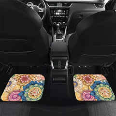 4pcs Colorful Floral Car Floor Mats Water Absorbent Non-slip Stain Resistant